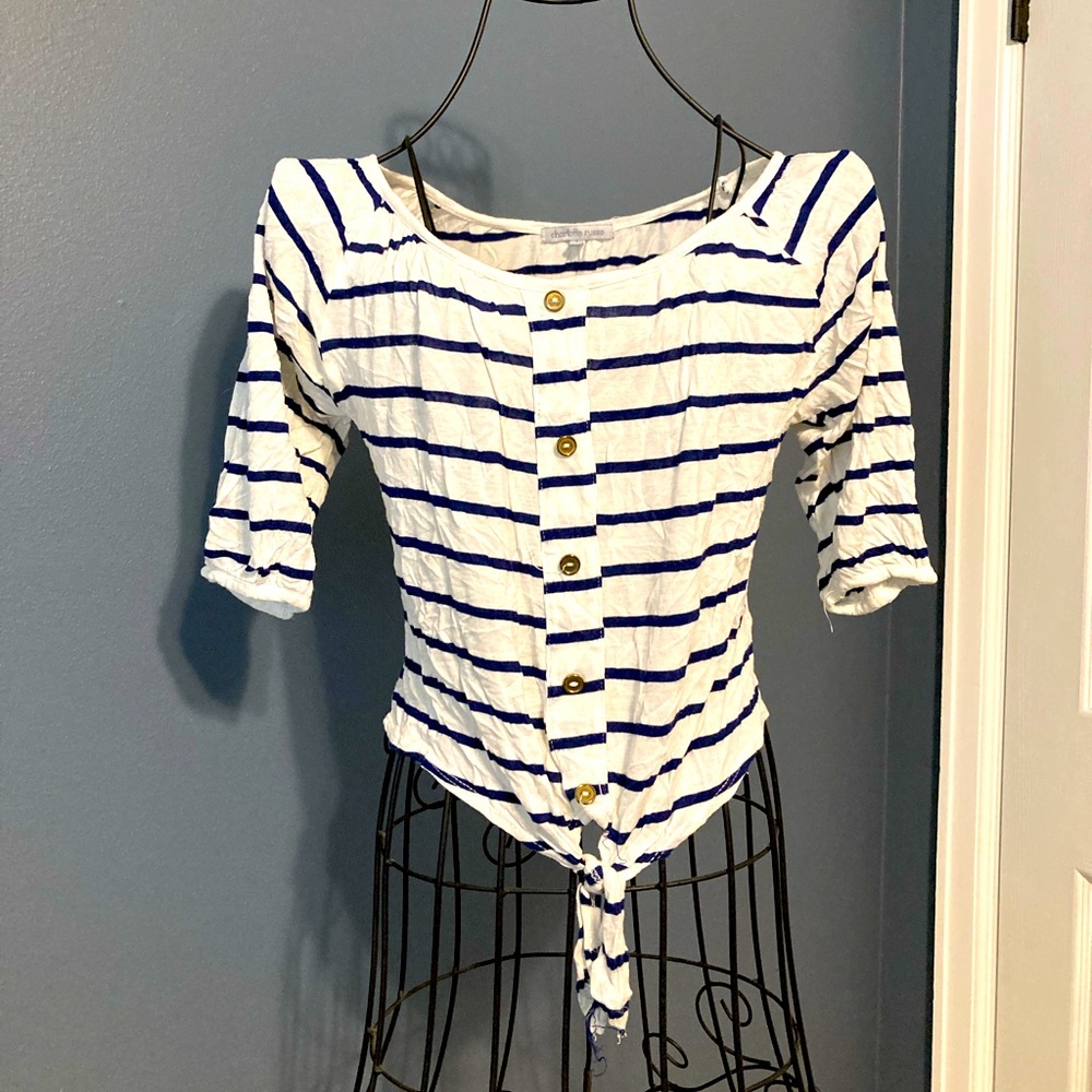 Striped tie bottom crop top